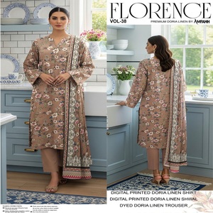 Robe Lenin de qualité supérieure pour femmes, vêtements d'hiver, ensembles shalwar kameez pour femmes en lin imprimé numérique de très haute qualité. - Product Image 1