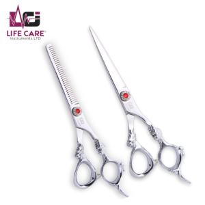 Juego de Tijeras Profesionales de Peluquería con Mango de Dragón, Tijeras de Entresacar y Tijeras de Corte Afiladas para Barbería de Life Care Instr. - Product Image 1
