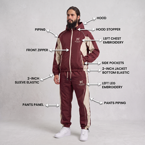 Conjunto Deportivo INTENTO para Hombre, Color Borgoña, 100% Nailon, Chaqueta con Capucha y Pantalones, 2 en 1, Estilo Deportivo para Primavera - Product Image 6