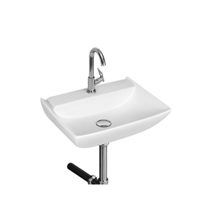 Lavabo de Pared Rectangular Plano con Grifo Cromado de un Solo Orificio, Escurridor Minimalista, Acabado Pulido, Capacidad de 12L, para Lavado de Manos, Uso en Hoteles - Product Image 1