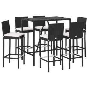 Ensemble de 6 ensembles de meubles de jardin pour terrasse, tabourets et table de bar blanc crème et noir - Product Image 3