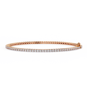 Classic 2mm Round Diamond Tennis <b>Bracelet</b> – 4 Prong Basket 2ct CVD Lab Diamond 10K 14K 18K <b>Solid</b> Rose Gold Line Wristlet - Product Image 3