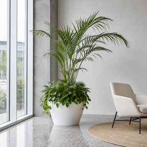 Jardinière conique évasée à rebord large en fibre de verre blanche légère pour aménagement extérieur, lot de 3 (53, 60, 73 cm) - Product Image 3