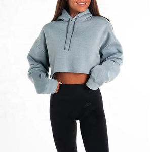 OEM 2025 Spring Jogger <b>Jumpers</b> Gym Custom Workout 2 Piece Women Set Crop Top Oversize Hoodie Women Sweatshirt Sets - Product Image 1