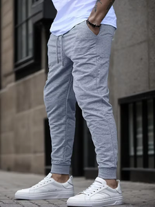 Chinese Manufacturers Offer Casual Men's Solid Mid Waist Denim <b>Trousers</b> with <b>Light</b> Wash Low Prices High Quality in Stock - Product Image 3