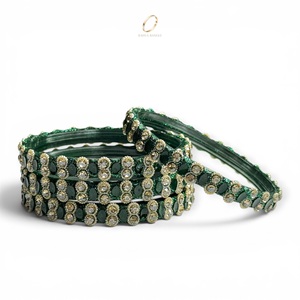 Pulseras de cristal de Cachemira con piedras verdes de estilo tradicional para mujer, para bodas y festivales, a precio de mayoreo. - Product Image 1