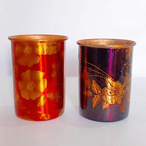 Verre décoratif en cuivre, verre à boire en cuivre, verre en cuivre imprimé, gobelet design en cuivre, verre à eau en cuivre - Product Image 1