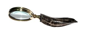 Loupe en laiton antique avec poignée en corne naturelle, décoration de bureau vintage, loupe de lecture - Product Image 2