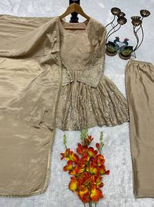 ชุดคุรตะปาลาซโซสำหรับผู้หญิง สีเขียว พร้อมงานปัก |   ชุดงานเลี้ยง ชุดพื้นเมือง ชุดแต่งงาน และชุดสำหรับงานเทศกาลสำหรับผู้หญิง - Product Image 6