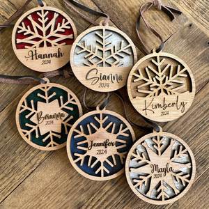 Wooden Angel Christmas Ornaments Handcrafted Traditional Decorations with <b>Leather</b> <b>String</b> - Product Image 5