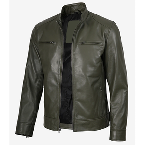 2026 OEM New Arrival Original Olive Green Cowhide Leather <b>Jacket</b> For Men's 100%High Quality Low MOQ Winter Fashion <b>Heated</b> <b>Jacket</b> - Product Image 4