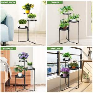 Support à plantes en métal multi-niveaux robuste pour pots de fleurs, en fer antirouille, pour l'intérieur et l'extérieur, étagère de jardin - Product Image 6