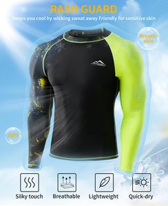 Wholesale <b>Mens</b> Custom Rashguard Long Sleeve <b>Compression</b> Swim Training <b>Shirt</b> Sublimation OEM Sportswear OEM Wholesale - Product Image 2
