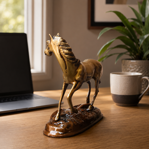SHUBHAM - Estatua de Caballo de Latón Personalizada, Escultura de Animal Estilo Art Déco, Figura Metálica para Decoración del Hogar u Oficina, Regalo de Inauguración de Casa - Product Image 6