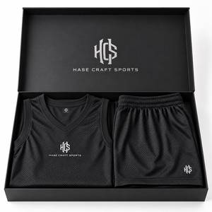 Ensemble de maillot de basket-ball en maille noire pour hommes, haut sans manches à col en V et short - Product Image 6