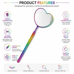 Heart Shape Rainbow <b>Mirror</b> With <b>Long</b> Handle For Makeup And Daily Use - Product Image 4