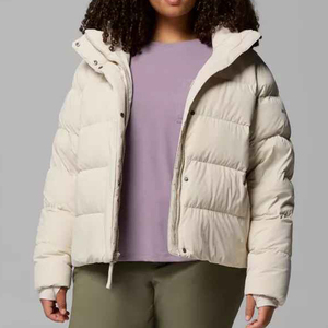 Custom <b>Women's</b> Hooded Bubble Fabric 100% Polyester Filled Breathable Cropped Puffer <b>Jacket</b> Lightweight <b>Packable</b> Foldable Autumn - Product Image 3