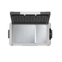 Réfrigérateur portable pour voiture 55L à double alimentation (solaire/CC/CA) avec compresseur -20~10°C, LED interne et poignée pour utilisation en extérieur
