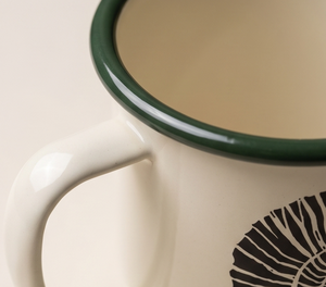 Premium Iron <b>Enamel</b> Camp <b>Mug</b> Custom Fossil Seashell Graphic Design Shatterproof Metal Coffee Cup with Green Rim for Hiking - Product Image 5
