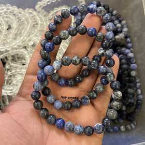 Pulsera de cristal de sodalita natural, cuentas de 8mm para la calma, la concentración y la comunicación, pulsera elástica de piedra curativa, regalo unisex - Product Image 6