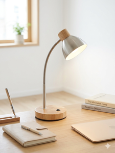 Modern Mini <b>Table</b> Lamp with Wooden Base, On/Off Switch Bedside Desk Light – Made in Vietnam - Product Image 2
