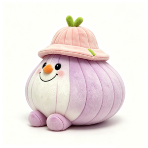 customized Onion plush with arms and legs,Onion plush with pink bucket <b>hat</b>,Soft onion pillow plush,<b>Purple</b> and white onion - Product Image 2