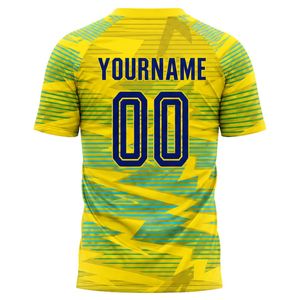 เสื้อฟุตบอลลายสีเหลืองเขียวแบบซับลิเมชั่น เสื้อฟุตบอลชายแขนสั้น ชุดทีมสำหรับแข่งขัน กีฬากลางแจ้ง - Product Image 2