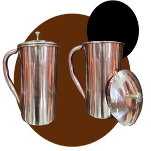 Jarra de Cobre Martillado con Tapa y Asa, Jarra de Agua Tradicional para Mesa de Comedor y Uso en Hidratación y Bienestar - Product Image 1