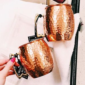 Copper mule mug set for stylish festive drink aesthetics hammered finish metal cups durable reusable serving party mugs - Product Image 4