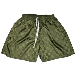 Pantalones Cortos de Satén a Cuadros Verde Oliva para Hombre, Cintura Media, con Cordón, Estilo Deportivo, de Secado Rápido - Product Image 1