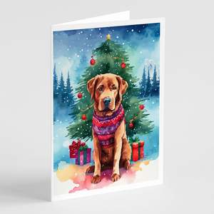 Chesapeake Bay Retriever lunatique carte de voeux de Noël Pack 8 vierge A7 taille 5x7 cartes de note avec enveloppes - Product Image 1