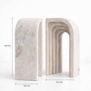 IE Elegant design Stone-Inspired Composite Bookends Arch bookends heavy <b>books</b> holder stone <b>book</b> ends beige marble bookends - Product Image 5