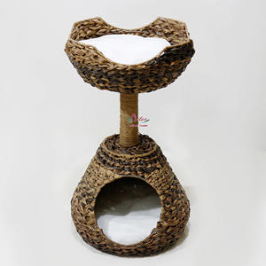 Casa de mascotas de jacinto de agua artesanal de alta calidad, tumbona de dos niveles para dormir y rascar mascotas - Product Image 5