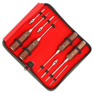 Kit d'outils dentaires : Élévateurs à dents de loup (incisives), ensemble de 12 pièces en acier inoxydable avec poignées en fibre et étui à fermeture éclair - Product Image 1