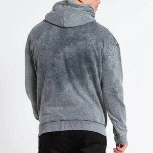 Sudadera con Capucha para Hombre, Diseño 2026, Color Gris Lavado Ácido, Precio al por Mayor, Corte Regular, Algodón French Terry, Estilo Casual Urbano - Product Image 4