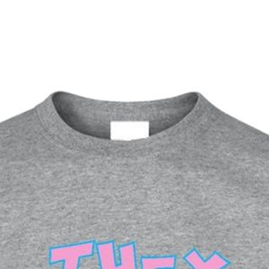 Camiseta Heather Gray de manga corta con cuello redondo y estampado gráfico rosa, ropa informal para el día a día, ropa cómoda para la calle - Product Image 2