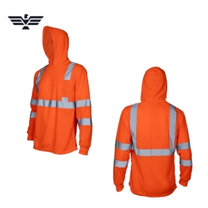 Custom Hi Vis Polyester Breathable Long Sleeve Safety Hoodie Reflective Tape <b>Work</b> Shirt <b>Construction</b> PPE OEM Manufacturer - Product Image 1