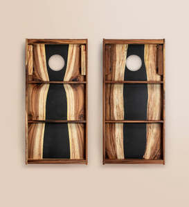 Planche à découper rustique moderne en bois d'acacia et résine, faite à la main, durable, pour servir du fromage, du pain, de la viande, des fruits - Product Image 2