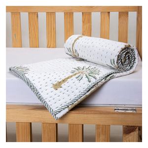 Latest Kantha Cotton <b>Baby</b> <b>Blanket</b> Handmade <b>Soft</b> Lightweight Custom Printed Palm Tree Design for Home or Hotel Use in Winter - Product Image 1