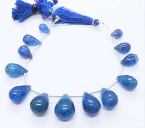 Cuentas de cuarzo azul natural AAA en forma de lágrima lisa, de 8x14 a 16x24 mm, cuentas de cuarzo en forma de gota de 8 pulgadas, cuentas de cuarzo azul liso en forma de lágrima. - Product Image 1