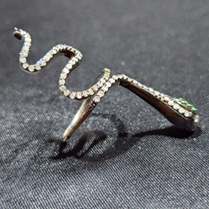 REYES Premium Quality 925 Sterling <b>Silver</b> Natural Diamond with Emerald Gemstone <b>Snake</b> Full Finger <b>Ring</b> Victorian Fine Jewelry - Product Image 5