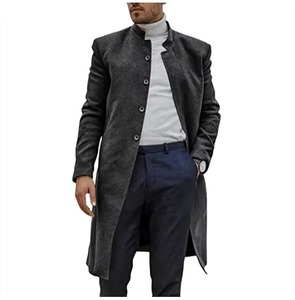 Manteau long épais pour homme tendance 2026 avec bordure en fourrure de vison, tissu Oxford 100% polyester - Product Image 5