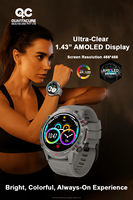 2025 FN06 AMOLED Akıllı Saat 1.43" Ultra HD BT Arama NFC Sesli AI 410mAh IP68 Aktivite Takipçisi Uyku Fitness Saati