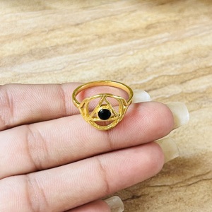 2026 Fashionable Geometric Black Onyx <b>Ring</b> 18K Gold Plated Brass Tringale Boho <b>Statement</b> <b>Ring</b> Classic Wholesale Unisex <b>Ring</b> - Product Image 2