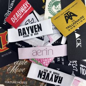 Premium Cotton Woven Labels Eco-Friendly Silk <b>Screen</b> Printed Custom Logo Garment Neck Labels Center <b>Fold</b> Ultrasonic Cut Edge - Product Image 6