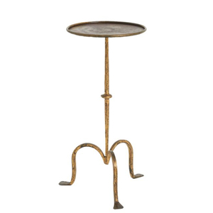 Table d'appoint traditionnelle en fer antique avec plateau rond et base en colonne torsadée, table d'appoint décorative, table de bistrot sur piétement, comptoir de pub en métal - Product Image 3