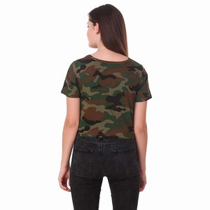 เสื้อยืดครอปพิมพ์ลายโลโก้ตามสั่ง ผ้าฝ้ายแฟชั่นคุณภาพสูงสำหรับผู้หญิง สาวๆ สไตล์ลำลอง ลายพราง - Product Image 2