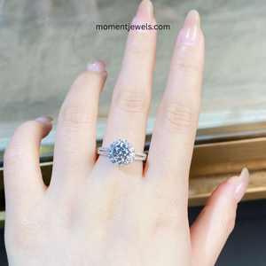 S925 Silver Moissanite <b>Ring</b> Rhodium Plated 0.08µm <b>Thickness</b> Round Moissanite Claw Setting Electroplated Fine Jewelry - Product Image 2