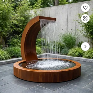Modern gift Steel craft Arch Waterfall Fountain with <b>Round</b> <b>Basin</b> Outdoor Garden Water Feature for Patio Lawn Landscape Decor - Product Image 4