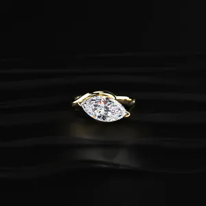 1CT Top Rated Yellow Gold Marquise Labgrown Diamond <b>Ring</b> Daily Wear D-E Color VVS-VS Clarity IGI Certified From <b>Indian</b> Supplier. - Product Image 1